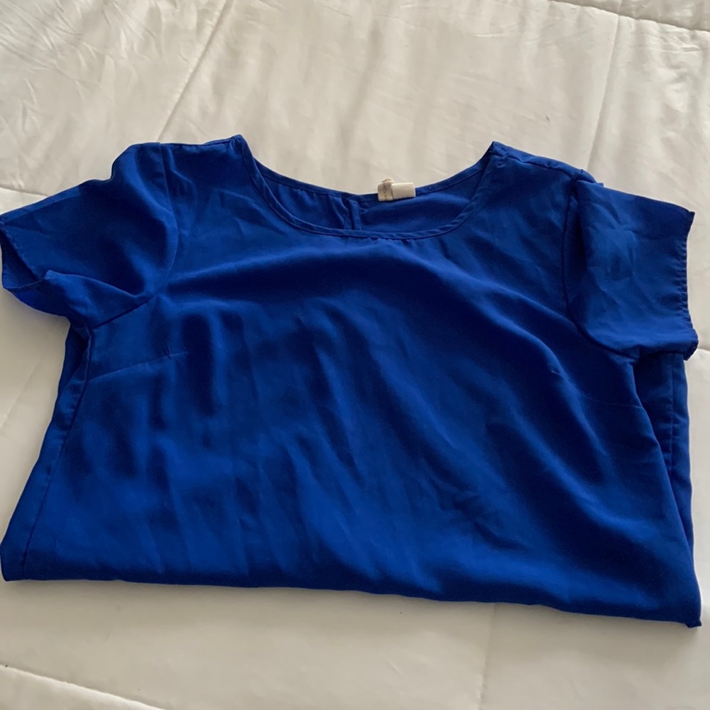 Womens Short Sleeve Cobalt Blue Blouse